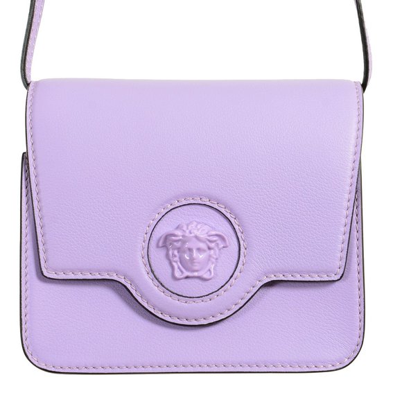 Versace Women's Lilac Textured Leather Medusa Head Crossbody Shoulder Bag - Picture 2 of 10